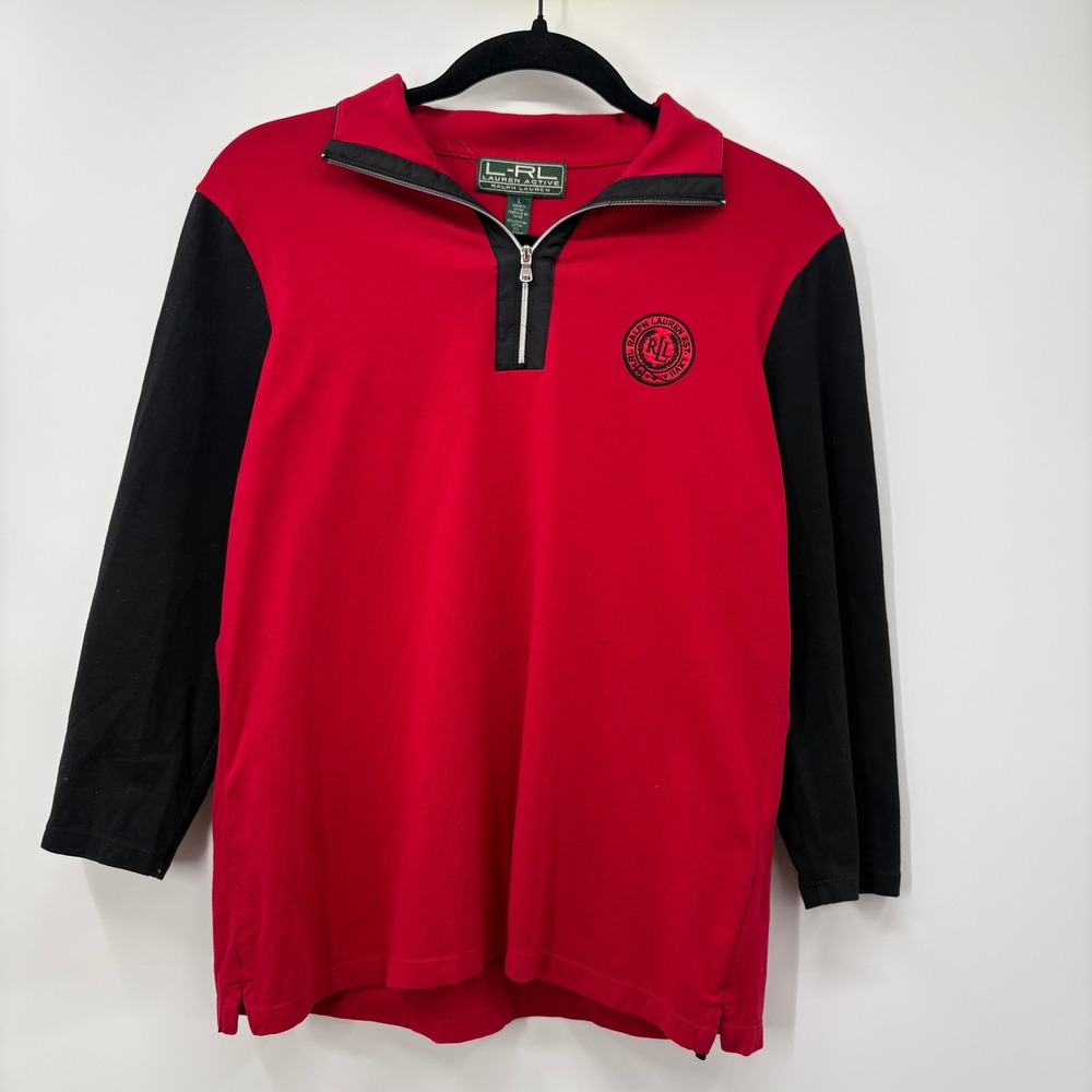 Lauren Ralph Lauren Womens Size Large Red Quarter Zip Pullover Active Pullover